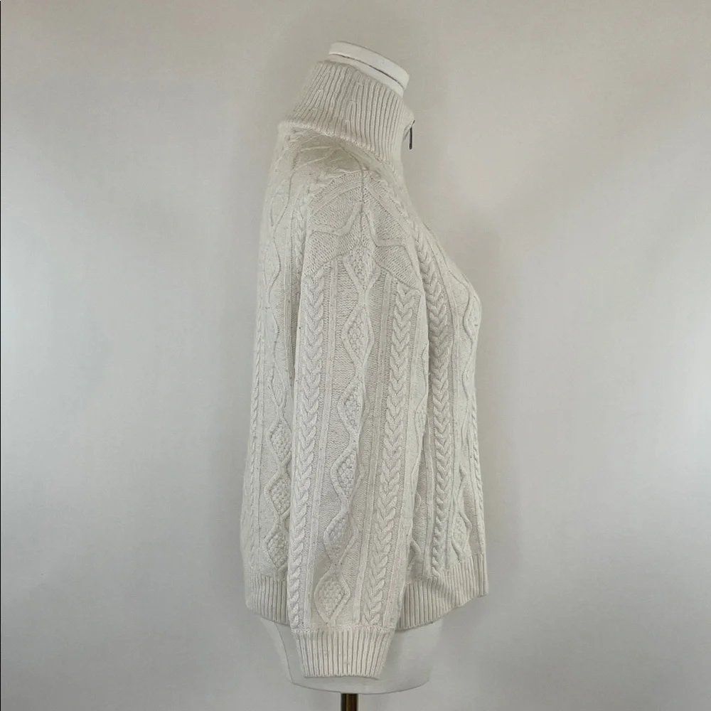 Splendid Dakota Half Zip Cable Knit Sweater in Cream, XS - Picture 8 of 9